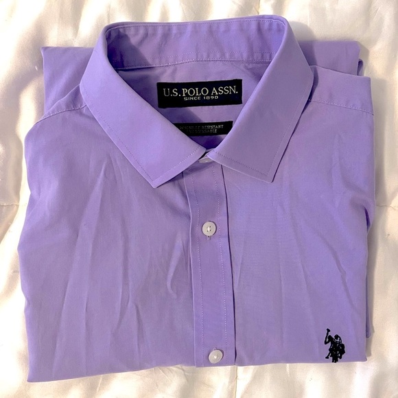 US Polo Assn Men’s Purple Button Up Long Sleeve Dress Shirt - Picture 3 of 5